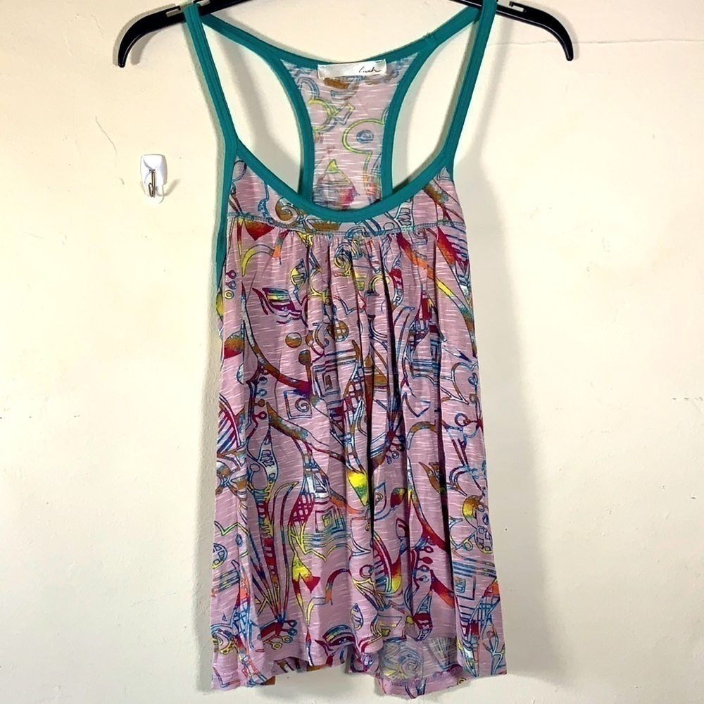 Lush racer back tank lilac & green piping size S/M